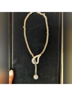 Traci Lynn Crystal and Silver-tone Rope Chain Lariat Necklace